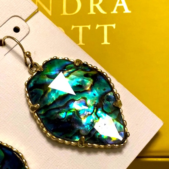 NWOT RARE & Retired Kendra Scott Corley Earrings Abalone Yellow Gold INCREDIBLE! - Picture 2 of 11